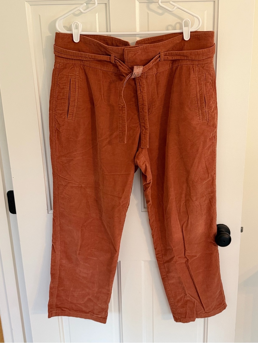 Sundance Corduroy Crop Pants Floral Belt Terracotta Boho Size 16‎